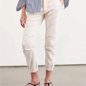 NILI LOTAN French military jogger pants cropped 8 white ivory bone cargo USA